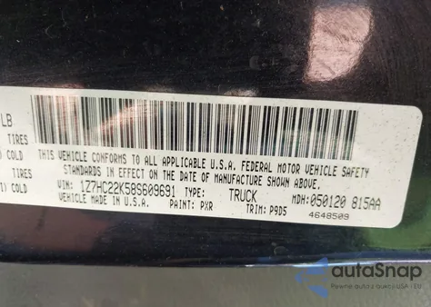 2008 Mitsubishi Raider Ls z USA, uszkodzony, nr VIN 1Z7HC22K58S609691